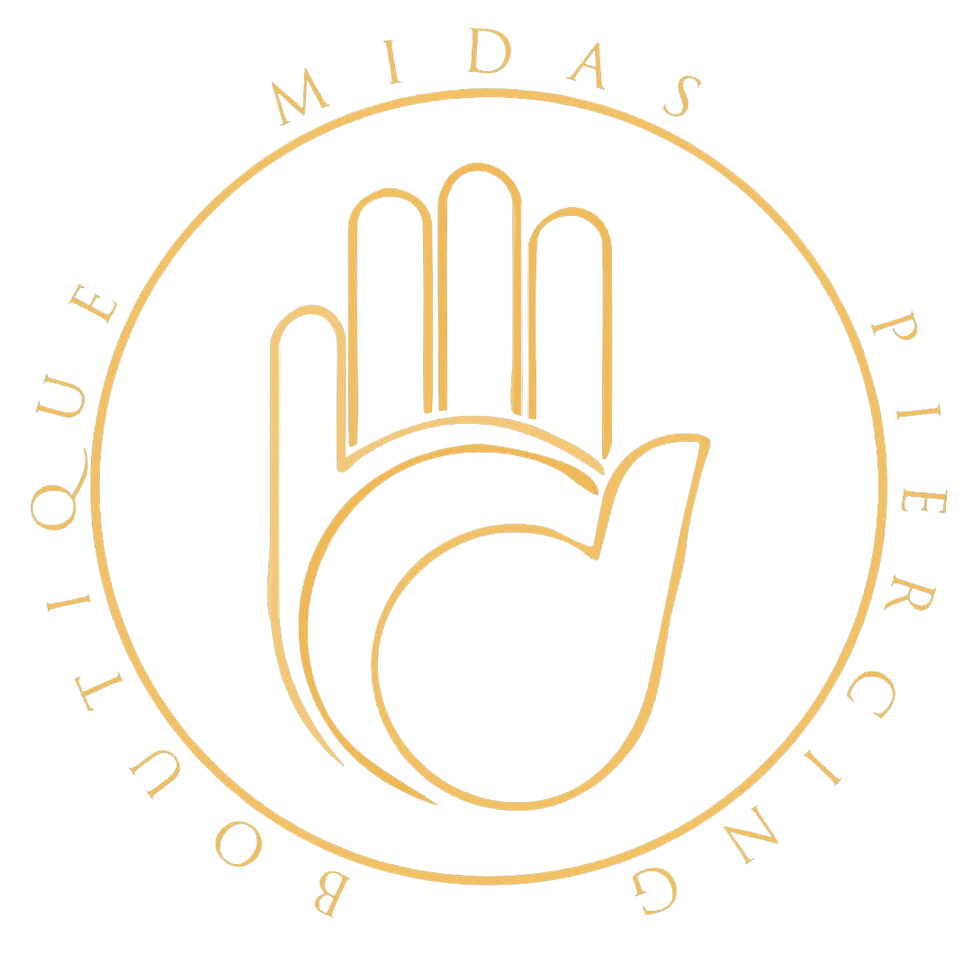 the logo for midas piercing boutique